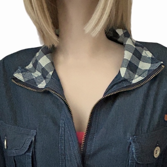 JR by JAR Denim Field Jacket Utility Coat 100% Cotton Full Zip Front Monogrammed - Picture 5 of 15